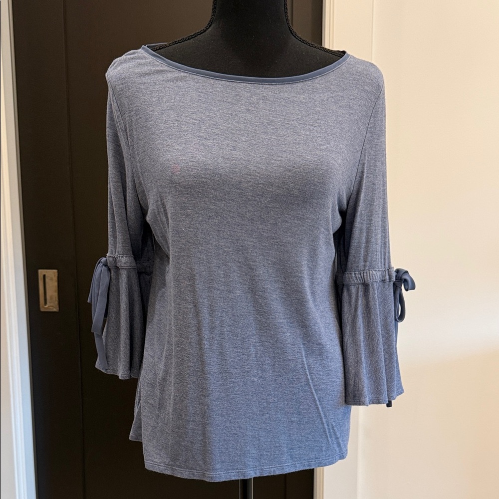 White House Black Market Blue Tie Sleeve Blouse